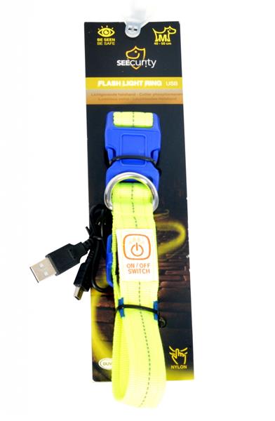 Obojok DUVO+ LED Svietiaci dog neónový žltý nylon 30-40cm/ 2,5 cm