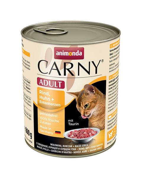 Animonda CARNY® cat Adult hovädzie,kura a kačacie srdiečka 800 g konzerva