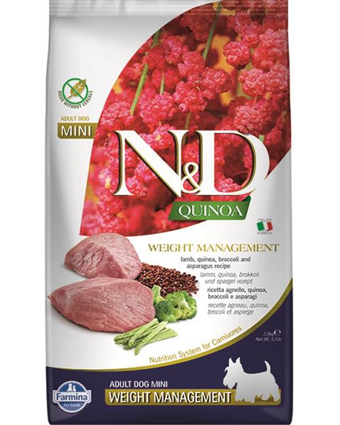 Farmina N&D dog QUINOA (GF) adult mini, weight managment, lamb 0,8 kg