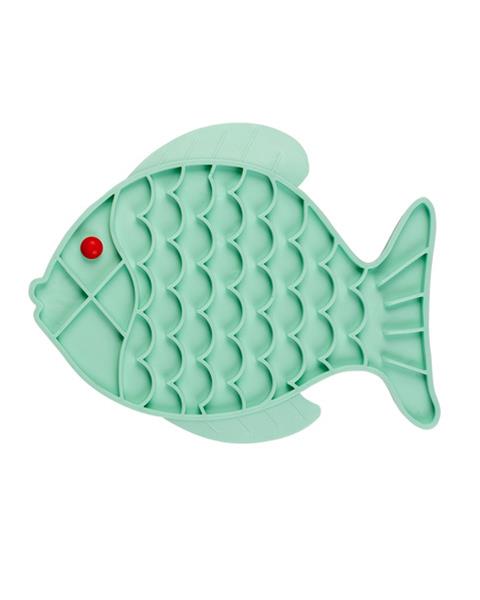 Podložka na lízanie DUVO+ v tvare ryby, zelená 23,5x18,5x0,8cm